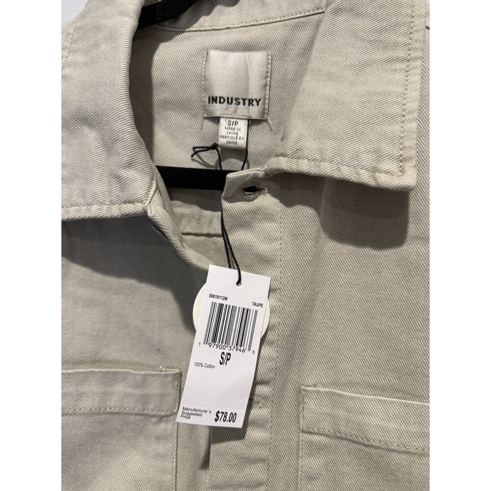 Unisex Industry Republic Clothing Taupe Denim Jacket Button Up Cotton Utility S - Picture 3 of 9